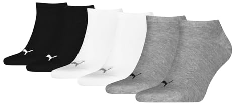 PUMA unisex Sneaker Socken Kurzsocken Sportsocken 3 Paar, Farbe:Mehrfarbig, Menge:3 Paar (1x 3er Pack), Größe:39-42, Artikel:-882 grey/white/black