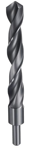 sourcing map Foret rond de 25 mm à tige réduite de 13 mm 4241 en acier rapide nitruration noir 118° pointe standard pour plastique, bois, cuivre, aluminium, fer, métal souple moyen