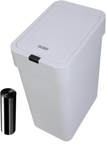 Psdndeww Space Saving Motion Sensors Operated Trash Bin Not Design Quiet Closure 9L Capacity Garbage Can For Tight Area