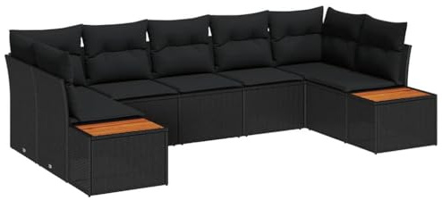 vidaXL Gartensofa-Set 7 STK. Schwarz Poly-Rattan