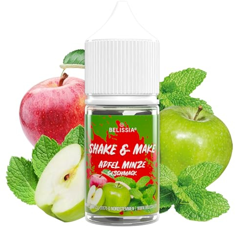 Belissia Shake and Make Apfel-Minze Geschmack 30ml Lebensmittelaroma | Hochdosiertes Aroma, vegan, ohne Zusatzstoffe, für Backen, Speisen, Getränke, Shakes, DIY und Raumduft