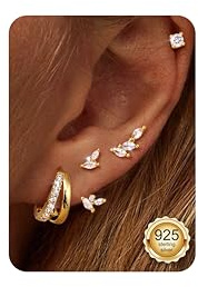 Dochais Ohrringe Silber 925 Stecker für Damen Creolen 14K Echt Gold Vergoldet Ohrstecker Silber 925 Stecker Hypoallergen Ohrringe Klein Creolen Huggie Piercing Ohr Ohrring Schmuck