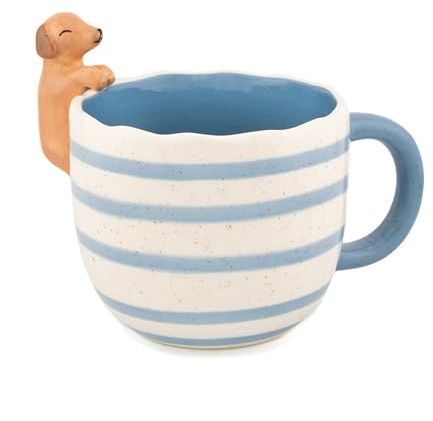 Sass & Belle Peeking Sausage Dog Mug - Quirky Coffee Cup for Dog Lovers, Novelty Gift Idea, Cute Striped Ceramic Tea Cup, Playful Mug for Home or Office