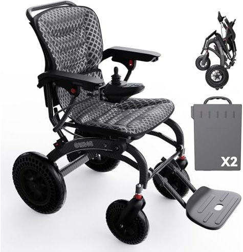 Lightweight Electric Wheelchair for Adults, Foldable Motorized Wheelchairs,15 Miles Range, 12AH Lithium Battery, All Terrain, 500W Motors, Airline Approved