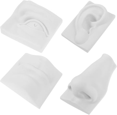 BESTYASH Gips Skizzenmodell für Gesichtszüge zum Erlernen des Zeichnens mit Detailliertem Nasen und Munddesign aus Leichtem Gips für Desktop Zeichenpraxis