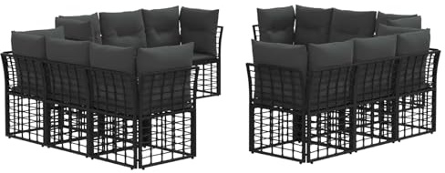 vidaXL Outdoor-Sofagarnitur Schwarz Polyester, Moderne Gartenlounge, wetterfestes Modulsofa, verstellbare Füße, Bequeme Sitzmöglichkeiten, einfach entspannen