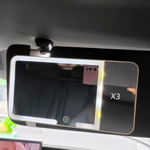 Hsyzygian Fahrzeug-Sonnenschutz aus Glas, Sonnenblenden mit LED-Fülllicht für Schönheitsroutinen, LED-Autovisiere