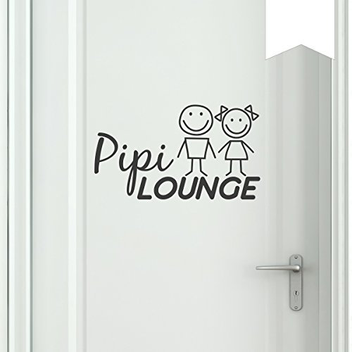 Wandkings WC Tür Aufkleber PIPI Lounge mit Frau & Mann im Smiley-Style 25 x 14 cm weiß - erhältlich in 33 Farben