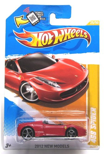 Hot Wheels 2012 New Models #25/50 025 Ferrari 458 Spider Red Convertible