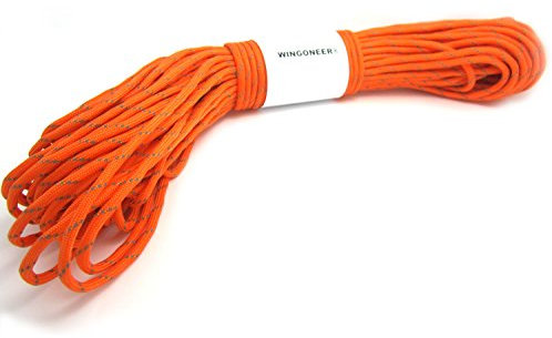 WINGONEER reflektierenden Fallschirmschnur Paracord, mit 7 Strängen, 550 lbs, 100 ft - Orange