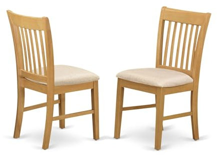 East West Furniture NFC-OAK-C Norfolk Küchen-Esszimmerstühle, Leinenstoff, gepolstert, Holzstühle, 2er-Set, Eiche