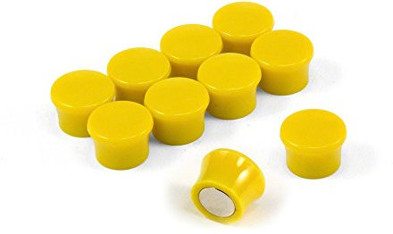 Small High Power Yellow Memo Board Magnets for Fridge, Whiteboard, Noticeboard, Filing Cabinet - Pack of 10