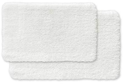 WohnDirect Premium Premium Badematten Set 2tlg. • Badvorleger Duschmatte • rutschfest & Waschbar • Badteppich, Badezimmerteppich Set Weiss • 2er Set (50x80cm + 60x100cm)