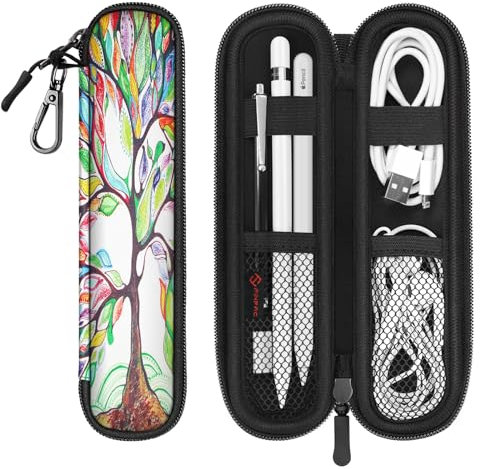 Fintie Stifthalter für Apple Pencil Pro, Apple Pencil (USB-C / 1. / 2. Generation), weiches Neopren, mit Reißverschluss, Tragetasche für Samsung Stylus, Surface Pen, Love Tree