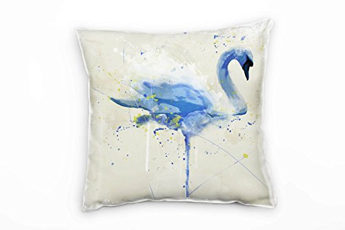 Paul Sinus Art Swan Aqua Deko Kissen mit Füllung 40x40cm für Couch Sofa Lounge Zierkissen - Dekoration zum Wohlfühlen
