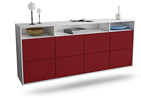Dekati Sideboard Concord hängend (180x77x35cm) Korpus Weiss matt - Front Rot - Push to Open