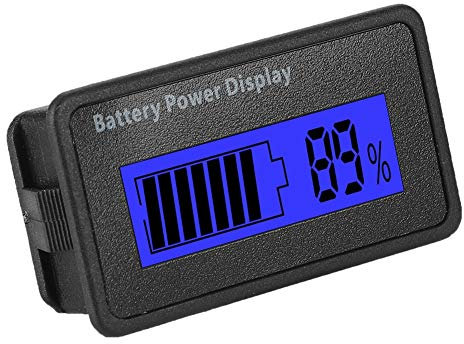 Garsent Battery Tester, 12-48V Universal LCD Digital Battery Capacity Indicator with Blue Backlight, Waterproof, Easy to Connect