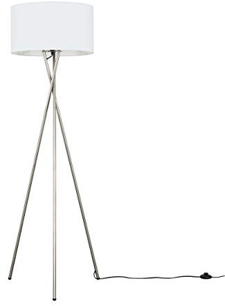 MiniSun | Modern Brushed Chrome Floor Lamp with a White Shade | Floor Lamps & Torchieres, Home Décor & Improvement Essential | Includes 6W GLS Bulb [3000K Warm White]