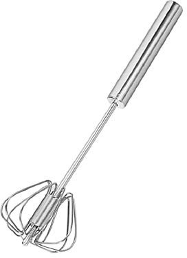ATUIO Stainless Steel Whisks, Hand Push Whisk Blender Semi-Automatic Whisk Mixer Egg Milk Beater Milk Frother Rotating Push Whisk Mixer for Blending, Whisking, Beating & Stirring (14 inches)