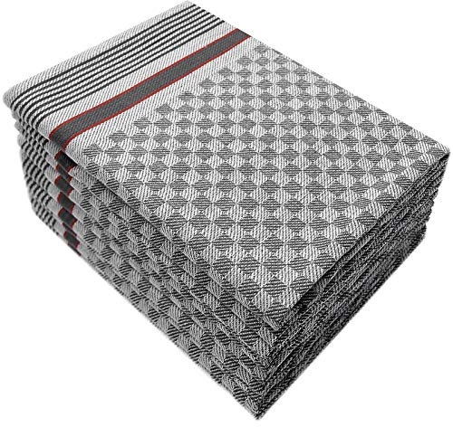 Top Fuel Fashion 10er Set Geschirrtücher Küchenhandtuch Küchentücher Geschirrhandtuch Grubentücher kariert Baumwolle anthrazit