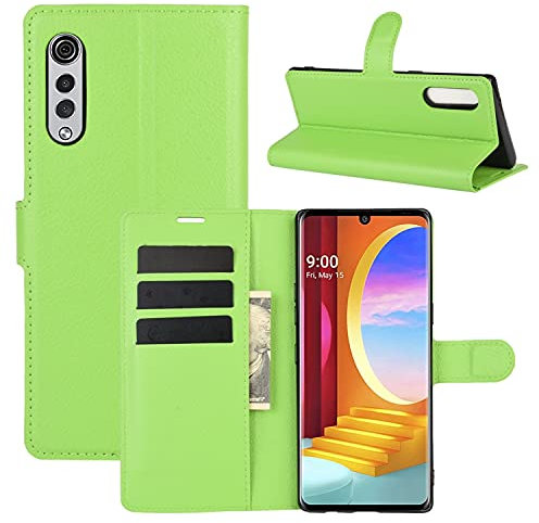 König Design Handyhülle kompatibel für LG Velvet Schutztasche Case Cover Klapptasche Grün