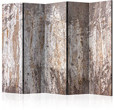 murando - Paravent Raumteiler Innen Steinwand 225x172 cm 5-teilig Einseitig Raumtrenner Trennwand Holz Room Divider Sichtschutz Spanische Wand Raum Abtrennung Steinoptik 3D Effekt Mauer f-C-10000-z-a