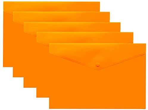 eco-eco A5 50% recycelte, transparente Kunststoff-Ordner mit Druckknopf, 5 Stück, Orange, eco075ORANGE