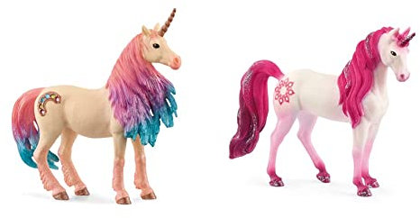SCHLEICH 70723 Spielfigur -Marshmallow Einhorn Stute bayala, Mehrfarbig & 70717 bayala