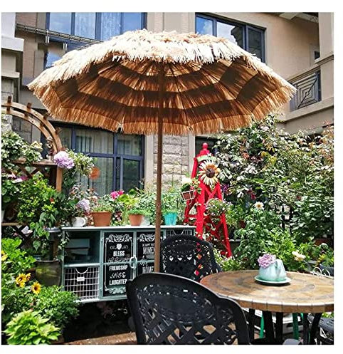 XPGEREP Sombrilla Hawaiana Parasol, Sombrilla de Jardín Garden Parasol Inclinación, Sombrilla de Playa Sombrilla De Patio De Paja/Diameter 2.4m / Hight 2.2m