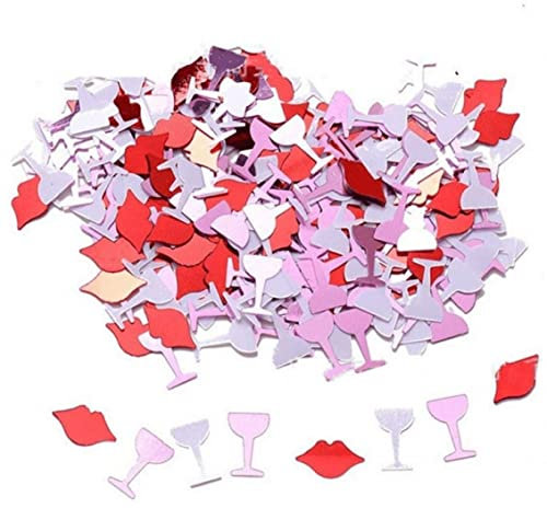 Fopytu Bachelorette -Party -Dekorationen Konfetti, Pailletten Lippen Und Weinglas Konfetti Für Verlobungsfeier, Brautdusche, Hochzeit, Hen -Party -Dekorationen