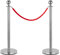 Stagecaptain PLS-150 Deluxe 2.1-150S Absperrständer Personenleitsystem - 2 Edelstahl-Stative und 1 rotes Seil mit 1,5m Länge - Für Konzerte, Ausstellungen, Hotels, Kinos u.v.m. - silber