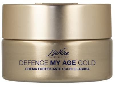 BioNike Defence My Age Gold - Crema Contorno Occhi e Labbra Antirughe con Acido Ialuronico, Trattamento Fortificante per Levigare, Distendere e Rivitalizzare la Pelle Matura, 15ml