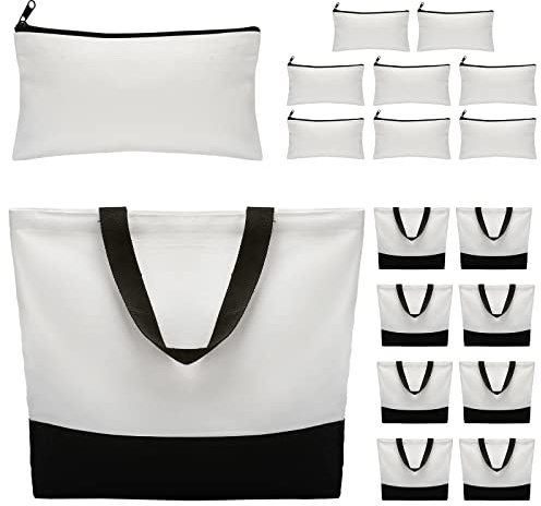 Reginary 16 Pieces Canvas Tote Bag Bulk Sublimation Blank for DIY