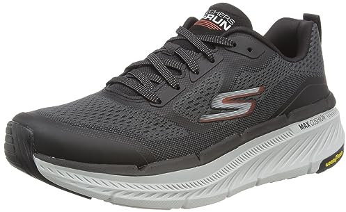 Skechers Herren Max Cushioning Premier Vantage 2.0 Sneaker, Charcoal and Orange Textile Synthetic, 40 EU