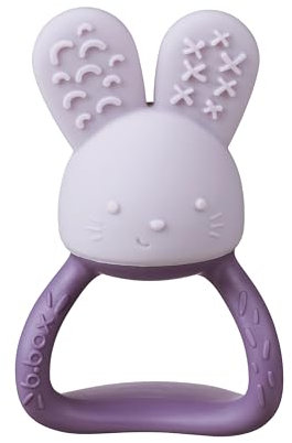 b.box Kaninchen, kühlende Zähne, leicht zu greifen, Silikon, Babyparty, obere Ablage spülmaschinenfest [b.box echt] [Trinkflaschengriff] Pfingstrose