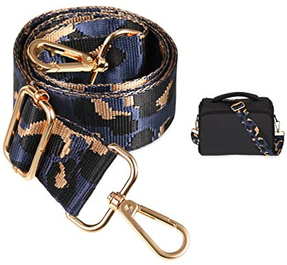 worahroe Damen Taschengurte zum Wechseln Verstellbarer Schultergurt 3,8 cm breit, Schultertaschengurte mit gold Clips für lange Riemen, Taschengurte für Handtaschen, Canvas-Umhängetaschen, Marine