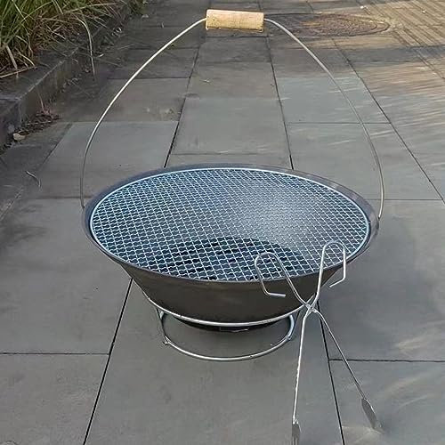 Brasero pour Le Chauffage ,Table de Barbecue brasero en Fonte épaissie Portable Barbecue Chauffage au Charbon de Bois extérieur Domestique Chauffage intérieur (Petit Bassin 28 cm)
