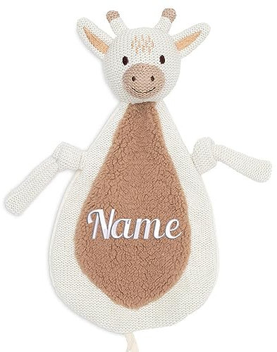 Elefantasie Schnuffeltuch mit Name Bestickt Kuscheltuch personalisiert Tröster Geschenk zur Geburt Giraffe