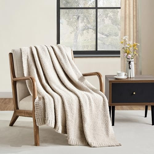 CREVENT 127X152 cm, ultraweich und plüschig, wendbar, Mikrofaser, Überwurfdecke für Couch, Sofa und Bett, massives Taupe