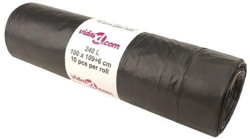 vidaXL Sacs poubelles avec cordons 150 pcs noir 240 L, sac poubelle à roulettes, sac pour déchets alimentaires, sac poubelle noir