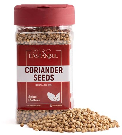 Eastanbul Coriander Seeds Whole, 3.2oz, Cilantra, Coriander for Cooking, Pickling Spice, Canning, Biltong, Cornbeef Brisket, Corriander Tea, AKA Dhania & Chinese Parsley Seeds, Vegan