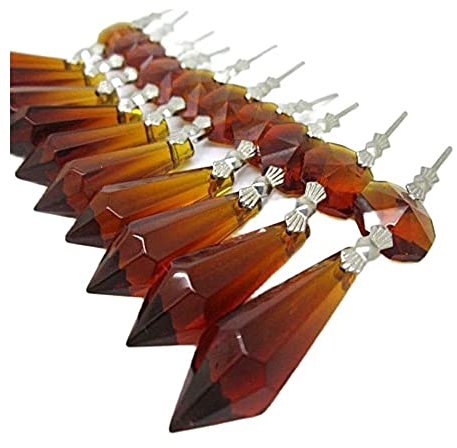 Kronleuchter Kristall Prismen Anhänger 20 Teile/los Kronleuchter anhänger Braun Kristallglas Kronleuchter Eiszapfen Anhänger Hängende Beleuchtung Prismen Teile Höhe 55mm (2,16quot;)