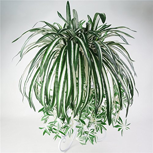 JYCRA 4 pcs Artificial Chlorophytum Silk Flowers Artificial Spider Plant Fake Greenery Faux Plant Wall Hanging Plants Decorative Silk Plant for Home Hotel Decor (#1)