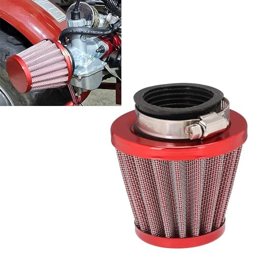 Filtro Aria 46 mm,Filtro Aria Universale Moto in Alluminio per Dirt Bike Pit Bike Scooter ATV Carburatore-Rosso