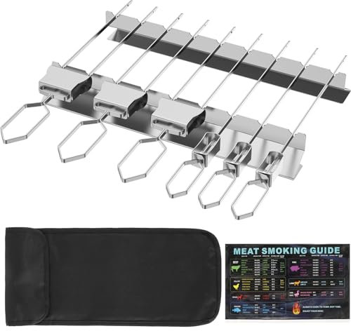 xiangbaoshang Lot de 9 brochettes double avec 2 étagères à brochettes en acier inoxydable Facile à utiliser