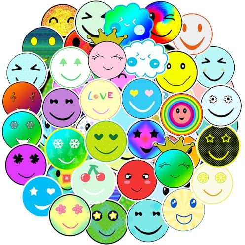 Aufkleber Kinder 50 Stück Set Happy Gesicht, Lehrer Klassenzimmer Belohnungssticker, Süße Emoticon Vinyl Wasserdicht für Scrapbook Laptop Journal Notebook