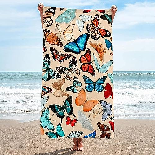 Mikrofaser Strandtuch, Bunter Schöner Schmetterling 90 X 180 cm, Badetuch Strandlaken Handtuch, Campingtuch Schnelltrocknendes Handtuch, Damen & Herren Strand-Handtuch & Bade, Für Yog -9I6F+A1N4-5Z8H