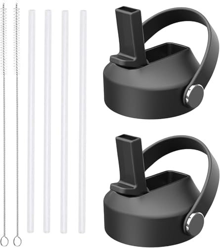 Straw lid for Hydroflask Wide Mouth Water bottle,Flex Straw Lid compatible with Hydro Flask 12 16 18 20 32 40 64 oz,Sports Straw Cap Flip Top Lid Water Bottle Lid Accessories
