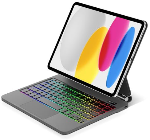 WAVATA Funda Teclado para iPad 10ª Gen 2022/ A16 11 Gen 2025, Magic Keyboard Case per iPad 11 Generación A16, Español Ñ Touchpad Bluetooth Retroiluminado Teclado para Pad 10.9'' 2022 - Negro