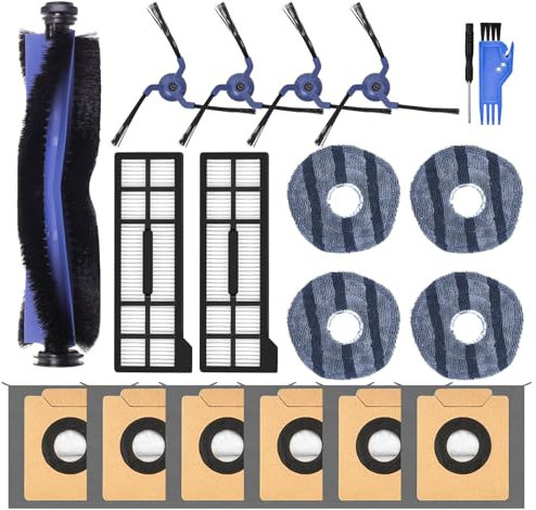 VIEWALL 19 Pack X10 Accessories Kit Replacement for Eufy X10 Pro Omni Vacuum,1 Main Brush,4 Mop Cloth Pads,4 Side Brushes,2 HEPA Filters,6 Replacement Dust Bags,1 Cleaning Tools,1 Screwdriver